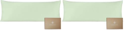 Bioweaves 100% Organic Cotton Body Pillow Cover for Body Pillowcases 300 Thread Count Soft Sateen Weave GOTS Certified with Zipped Closure - 21" x 54", Pastel Green (Pack of 2) by BIOWEAVES
