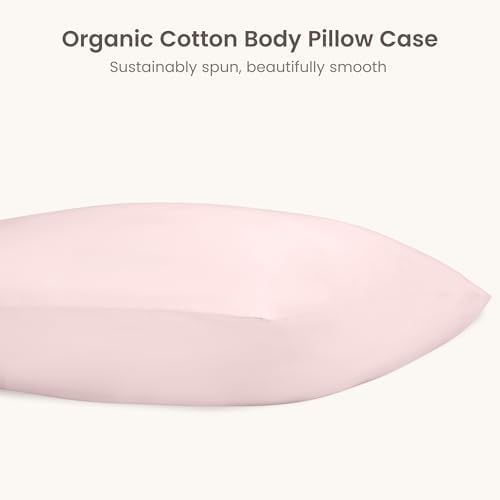 Bioweaves 100% Organic Cotton Body Pillow Cover for Body Pillowcases 300 Thread Count Soft Sateen Weave GOTS Certified with Zipped Closure - 21" x 54", Blush Pink, Pack of 2 - Image 3