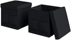 Set of 2 Ottomans with Storage Pockets - 15-Inch Folding Foot Rests or Storage Organizers for Bedroom, Living Room, or Dorm by Lavish Home (Black) - Image 5