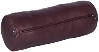 Neck Roll Pillow Cushion Cover, 16x6 Inch Full Moon Round Bolster Pillow Case, Cylinder Soft Lambskin Leather Pillowcase for Head, Spine & Neck Support During Sleep - Dark Maroon Pack of 2 - Image 3
