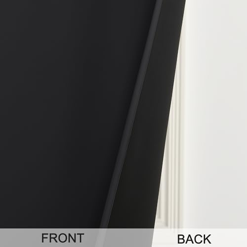 RYB HOME 2 Panels 100% Blackout French Door Curtains Set of 2 - W26 x L69, Black - No Drill Door Window Curtains Thermal Insulated Privacy Assured Shades for Front Entrance - Image 7