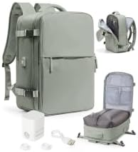Vacuum Seal Travel Backpack with Air Pump Compression Waterproof Vacpack Carry On Backpack for Travel Daypack Women Men with Vacuum System Airlines Approved Vacpack Laptop Space Saver Bags GrassGreen by WONHOX