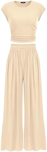 PRETTYGARDEN Women Summer 2 Piece Ribbed Knit Lounge Sets by PRETTYGARDEN