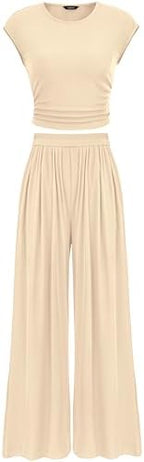PRETTYGARDEN Women Summer 2 Piece Ribbed Knit Lounge Sets by PRETTYGARDEN