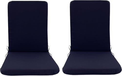 High Back Outdoor Chair Cushions 2 pcs, Water Proof Chaise Lounge Chair Cushions, Chairs Pads Stain Resistant for Camping Beach Picnic Travel Patio(B-Blue C,45 x107 x 3cm) by Unknown