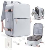 WONHOX Vacuum Seal Travel Backpack with Air Pump,Compression Vacpack Waterproof Carry On Backpack for Travel Women Men with Vacuum System,Airlines Approved Daypack Laptop Space Saver Bags,Grey by WONHOX