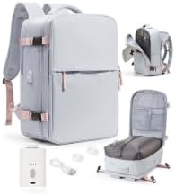 WONHOX Vacuum Seal Travel Backpack with Air Pump,Compression Vacpack Waterproof Carry On Backpack for Travel Women Men with Vacuum System,Airlines Approved Daypack Laptop Space Saver Bags,Grey by WONHOX