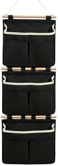 3 Tier Cotton Linen Wall Hanging Storage Organizer, Black by Unknown