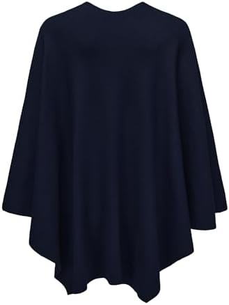 Spicy Sandia Women Elegant Knit Shawl Wraps Poncho Sweater for Fall Winter - Image 2