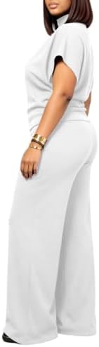 PINSV Women's Fleece Lined 2 Piece Set Wide Leg Pants - Image 3