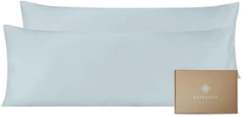 Bioweaves 100% Organic Cotton Body Pillow Cover for Body Pillowcases 300 Thread Count Soft Sateen Weave GOTS Certified with Zipped Closure - 21" x 54", Shore, Pack of 2 by BIOWEAVES