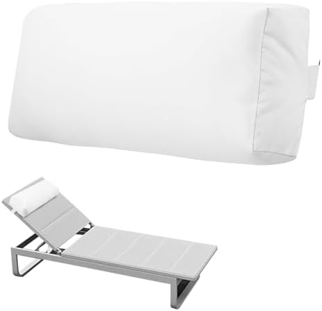 Headrest Pillow for Pool Chaise Lounge, Pool Lounge Pillows Outdoor with Elastic Band for Recliner and Pool Patio Chairs, Head Neck Support Pillow (22x8.6x3.9,White) by Rasugarlary
