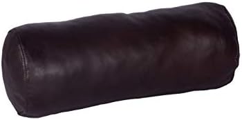 Neck Roll Pillow Cushion Cover, 24x6 Inch Full Moon Round Bolster Pillow Case, Cylinder Soft Lambskin Leather Pillowcase for Head, Spine & Neck Support During Sleep - Dark Brown Pack of 1 by Azrahtraders