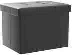 AmasSmile Ottoman with Storage,Folding Chest,17" Leather,Black 2 Pack - Image 4