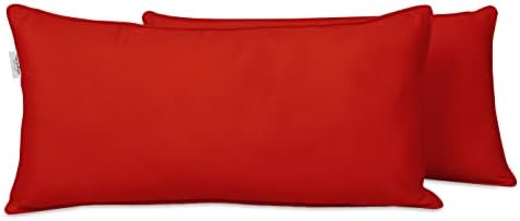 Indoor/Outdoor Polyester Fabric Lumbar Pillow Cover, All-Weather Waterproof Rectangular Cushion Case for Patio Furniture, 16 x 24 Set of 2 -Red by Vargottam