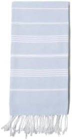 Turkish Beach Towel 100% Organic Cotton Extra Large Oversized (39 x 71 Inches) Quick Dry Sand Free Light Weight Prewashed for Bath Beach Gym Yoga Travel Towel Blanket (Light Blue) - Image 2