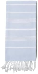 Turkish Beach Towel 100% Organic Cotton Extra Large Oversized (39 x 71 Inches) Quick Dry Sand Free Light Weight Prewashed for Bath Beach Gym Yoga Travel Towel Blanket (Light Blue) - Image 2