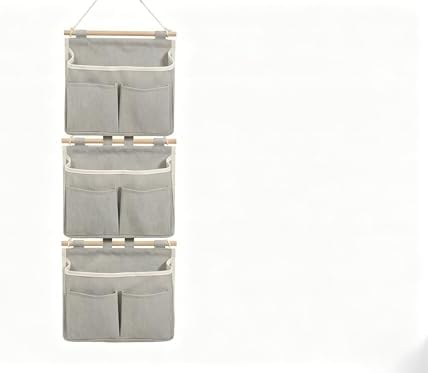 3 Tier Detachable Cotton Linen Wall Hanging Storage Organizer by Unknown
