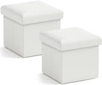 Ornavo Home Small Square Storage Ottoman, Set of 2, 12x12x12, White by OrnavoHome
