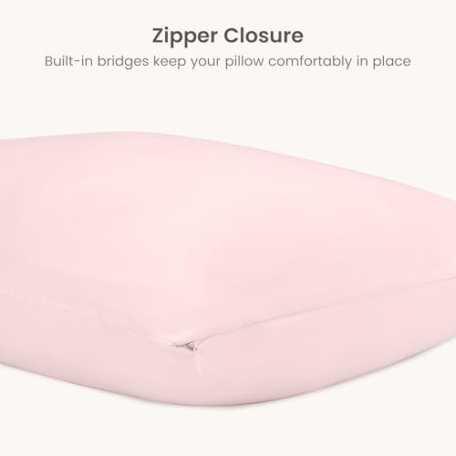 Bioweaves 100% Organic Cotton Body Pillow Cover for Body Pillowcases 300 Thread Count Soft Sateen Weave GOTS Certified with Zipped Closure - 21" x 54", Blush Pink, Pack of 2 - Image 4
