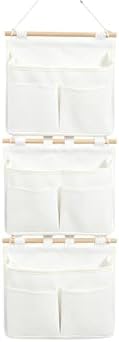 3 Tier Cotton Linen Wall Hanging Storage Organizer, White by Unknown