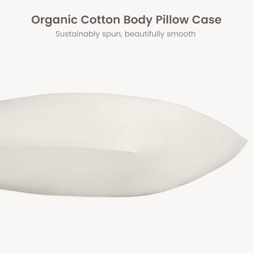 Bioweaves 100% Organic Cotton Body Pillow Cover for Body Pillowcases 300 Thread Count Soft Sateen Weave GOTS Certified with Zipped Closure - 21" x 54", Cream, Pack of 2 - Image 3