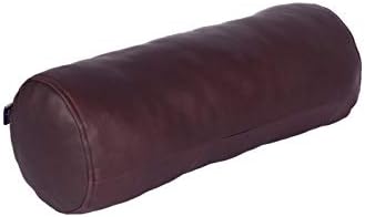 Neck Roll Pillow Cushion Cover, 14x7 Inch Full Moon Round Bolster Pillow Case, Cylinder Soft Lambskin Leather Pillowcase for Head, Spine & Neck Support During Sleep - Dark Maroon Pack of 2 - Image 2