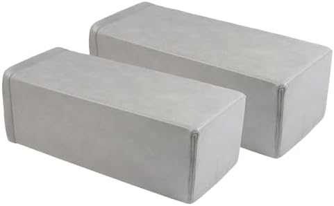 2 Pack Couch Arm Rest Pillow, 8''x8''x20'' Faux Leather Waterproof Cover, High Density Foam Armrest Cushion, Removable & Washable Elbow Support for Sofa, Bed, and Armchair (Medium Grey) by MMuteTouch