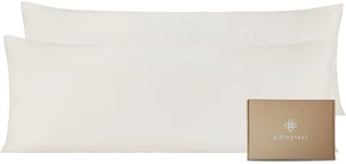Bioweaves 100% Organic Cotton Body Pillow Cover for Body Pillowcases 300 Thread Count Soft Sateen Weave GOTS Certified with Zipped Closure - 21" x 54", Cream, Pack of 2 by BIOWEAVES
