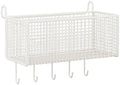 Bedside Hanging Storage Basket, Iron Shelf, Portable Hanging Organizer, Shelf for Bed, Bunk Bed, Dorm Room, White, L with Hooks by Unknown