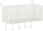 Bedside Hanging Storage Basket, Iron Shelf, Portable Hanging Organizer, Shelf for Bed, Bunk Bed, Dorm Room, White, L with Hooks by Unknown