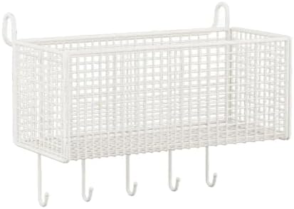 Bedside Hanging Storage Basket, Iron Shelf, Portable Hanging Organizer, Shelf for Bed, Bunk Bed, Dorm Room, White, L with Hooks by Unknown