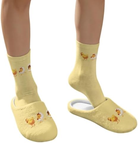 Jeiento Women's Fuzzy Slippers and Sock Set Warm Cozy Memory Foam House Shoes Soft Slip-on Slides Spa Slippers for Hotel - Image 4