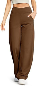 G4Free EverGoing Wide Leg Yoga Pants for Women Crossover Waist with Pockets by G4Free