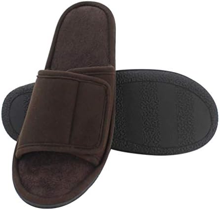 Men's Open Toe Slippers, 60D Memory Foam Indoor Slip on All-Season Wear by Magtoe