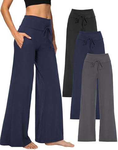Showitty Wide Leg Pants for Women with Pockets, High Waist Yoga Lounge by Showitty