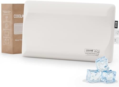 Ultra-Thin Memory Foam Pillows Queen Size, Contour Cooling Cervical Pillow for Neck Pain Relief, Orthopedic Ergonomic Bed Pillow for Side, Back and Stomach Sleepers, (3.1 Inch Thickness, 1 PCS) by cooloo8