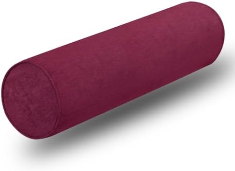 Cylinder Round Memory Foam Support Pillows Cervical Neck Roll Pillow with Pillowcase Soft, Comfortable and Breathable for Sleeping, Chair, Car, Sofa，Travel (Rose Red, 24x6) by Velvetcossy