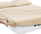Camping Sheets King Size - Outdoor Air Mattress Sheet Set – Built-in Corner Straps for Air Mattress & Camping Use – Designed for Inflatable Beds & Tailgate Sleepovers, Beige - Image 2