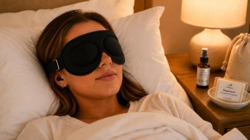 Nature+ Sleep Gift Set for Women & Men-5-Piece Sleep Essentials Kit with 3D Sleep Mask, Earplugs, Lavender Linen Spray, Magnesium Soap & Cotton Gift Bag | Wellness & Relaxation Gift - Image 3