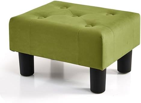 BRIAN & DANY Small Foot Stool, Velvet Foot Stools with Legs, Stable Small Footstool for Living Room, Olive Green by BRIANDANY