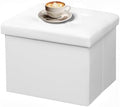 AmasSmile Ottoman with Storage,17" Folding Leather Foot Rest Chest,White by AmasSmile