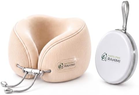 Travel Pillows for Sleeping, Memory Foam Travel Pillow, Firm Travel Pillow with 360° Neck Support, Ice Silk Cotton Cover, Adjustable Traveling Pillow with Carry Case, Beige by Unknown