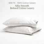 Threadmill Home Linen Standard Pillowcases - 100% Natural Cotton 600 Thread Count, 2 Piece Jacquard Damask Pillow Cover Set, Breathable ELS Combed Cotton, Hotel Quality White Pillow Protectors - Image 2