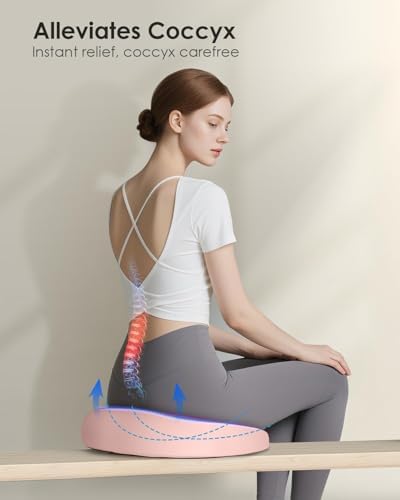 FLORICH Seat Cushion, Memory Foam Cushion for Office Chair, Ergonomic Office Seat Chair Cushion for Relieving Sciatica, Soft & Breathable Car Seat Cushion - Pink - Image 6