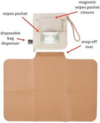 Skip Hop Travel Baby Changing Pad with Easy-Clean Surface, Covers Public Changing Stations, Wipes Pocket, Diaper Storage, Disposable Bag Dispenser and Magnetic Wipes Pocket, Clean Slate, Oat - Image 6