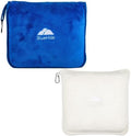 BlueHills Travel Blanket Pillows for Two Airplane Traveling Essentials Flight Throws in Bag case with Backpack Clip Compact Large Plane Accessories – Royal Blue and Ivory White by BlueHills