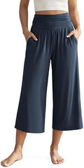 ODODOS Women's Wide Leg Palazzo Lounge Cropped Pants with Pockets Light Weight Comfy Pajama Capri Pants-20/22"/ 24" Inseam by ODODOS