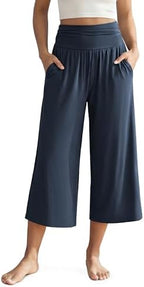 ODODOS Women's Wide Leg Palazzo Lounge Cropped Pants with Pockets Light Weight Comfy Pajama Capri Pants-20/22"/ 24" Inseam by ODODOS