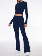 AnotherChill Women's Long Sleeve Top Foldover Flare Pants Lounge Set - Image 2
